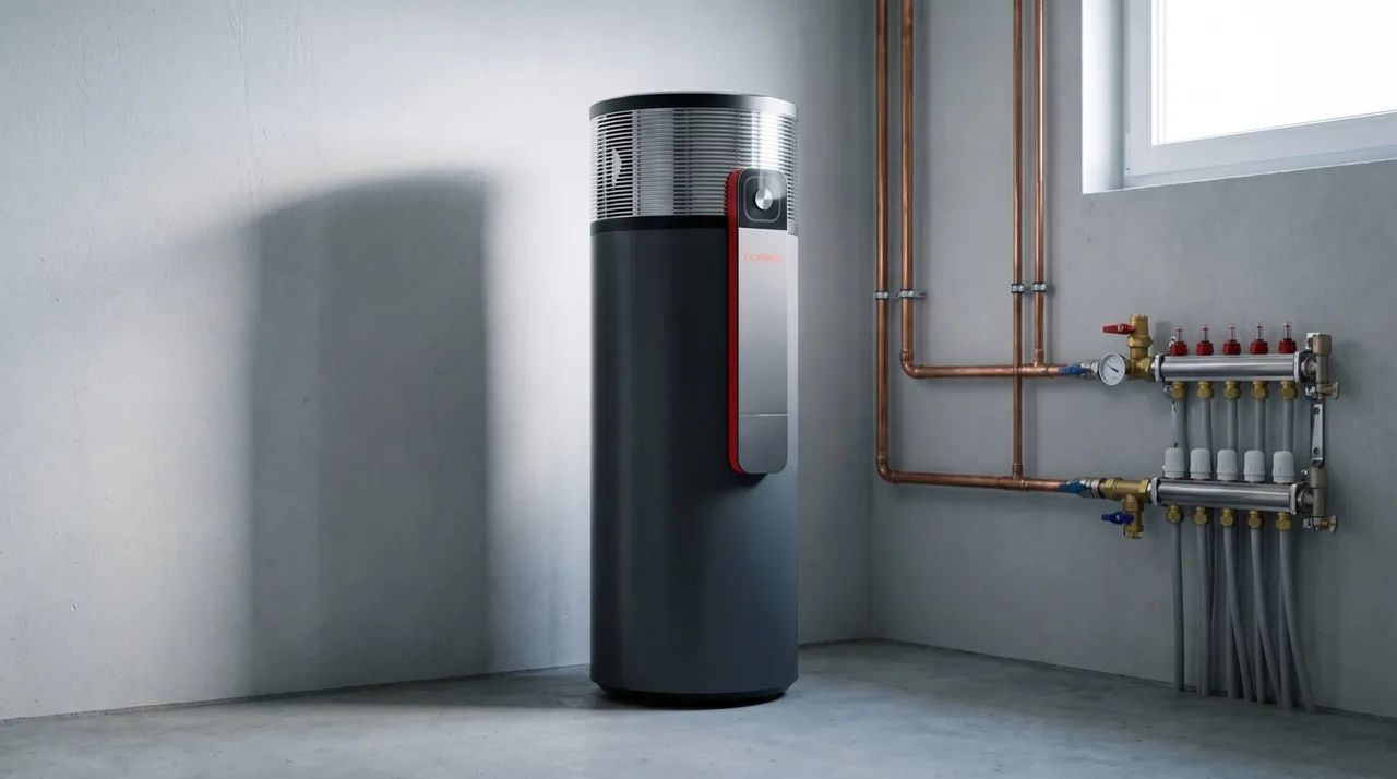 Warmwasser-Wärmepumpe im Hauswirtschaftsraum